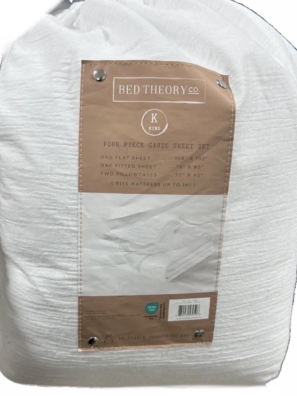 Bed Theory Co. Four Piece Gauze King White Sheet Set Soft Unique Texture